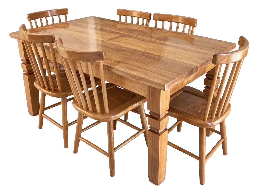 Conjunto de mesa em jequitibá-rosa